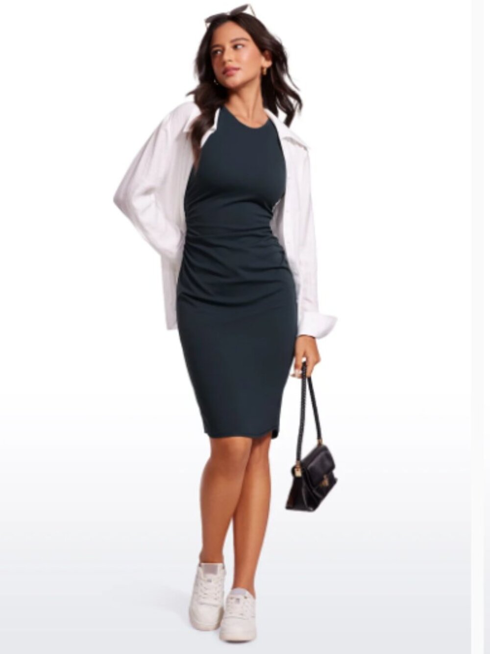 NWT Crz Yoga Butterluxe Bodycon Sleeveless Dress, Sz XL (Navy/Black)